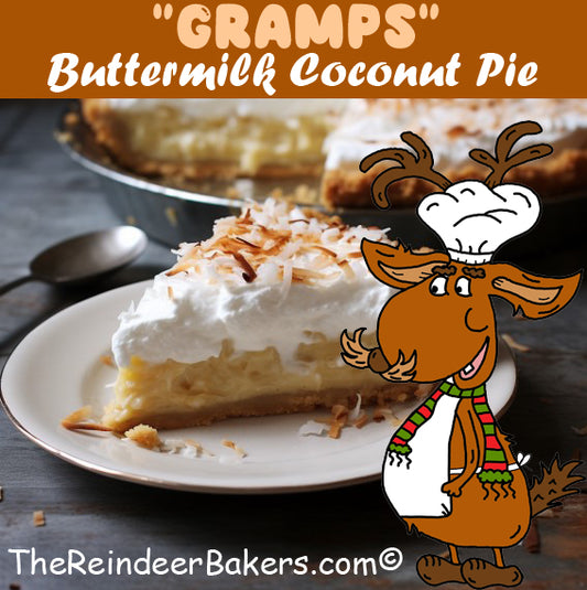 "Gramps" Buttermilk Coconut Pie by TheReindeerBakers.com