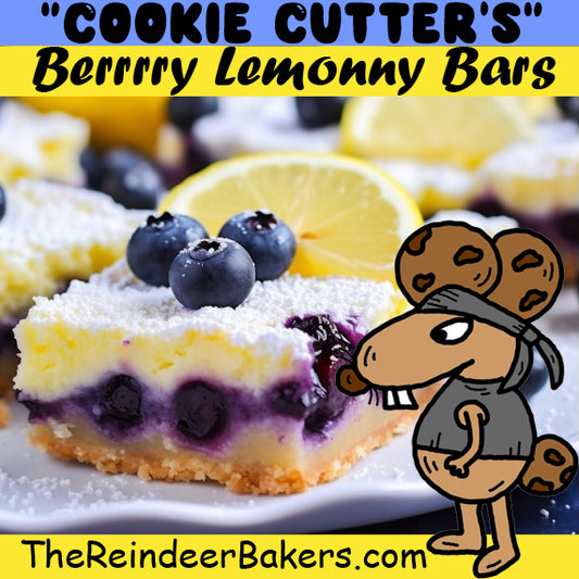"Cookie Cutter's" Berrrry Lemonny Bars Recipe (Blueberry Lemon Bars) by TheReindeerBakers.com©